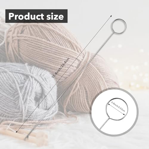 Haikole 10 pcs Professional Loop Turner Kit - 10.4 Inch Stainless Steel Sewing Hook Tool with Latch Hook for Fabric Tubes, Belts & DIY Crafts | Effortless Tube Turning & Time Saving (Silver 10pcs)