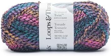 Loops & Threads Textured Twist Yarn - Yarn for Knitting, Crochet, Weaving, and Arts & Crafts - Multi, Acrylic Blend, 6 oz