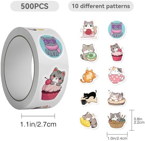 500Pcs Cat Stickers Waterproof Vinyl Decals