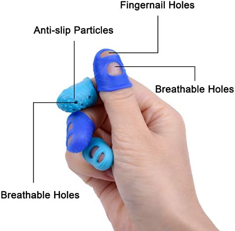 Wisdompro 16 Pcs Finger Tips, 4 Sizes Thimble Fingertip Grips - Blue, Aqua