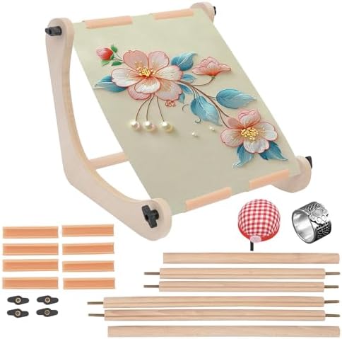 Adjustable Embroidery Table Stand with 2 Sizes Rods & Premium Accessories - Lap & Table Top Embroidery Hoop Holder,Cross Stitch Stand for Needlepoint, Sewing with Greater Stability