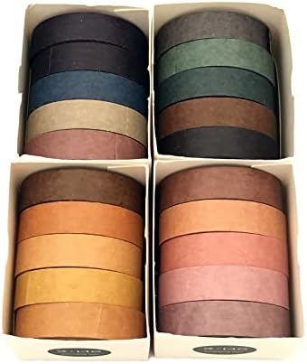 20 Rolls Washi Tape Set,10 mm x 5m Decorative Colored Masking Tapes for Scrapbooking, Junk Journal, Planners, DIY Crafts, Gift Wrapping