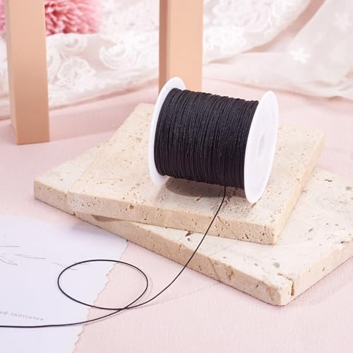 Elecrelive 43 Yards Black String for Bracelets, 0.6mm Black Nylon Thread
