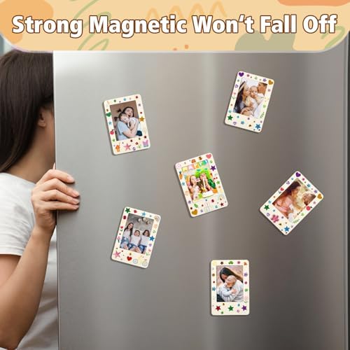 Yalikop 12 Pack Mini Picture Frame Craft Wooden Magnetic Photo Frame Curved