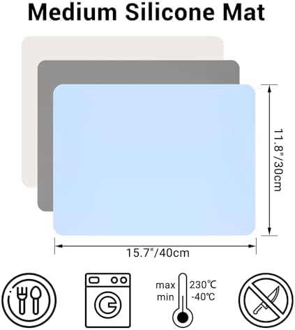 Gartful Silicone Crafts Mat, Silicone Sheets for Crafts, Painting, Nail Arts, Clay, Resin Jewelry Casting Molds Mat, Table Pad Placemat, Nonstick Nonslip, Gray & Beige & Light Blue (15.7x11.8 inch)