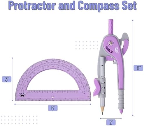 Mr. Pen- Geometry Compass and Protractor Set, 6 Inch Compass