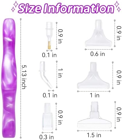 RaySoar Diamond Painting Art Drilling Dot Pen with Tips Nibs Placers Tool Accessories for Adults, Gem Rhinestone Picker Stylus New Purple