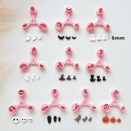 Keoker Mini Polymer Clay Cutters Halloween, 10 Shapes Halloween Clay Cutters for Polymer Clay Jewelry 3 Sizes(Micro. Mini, Small), Decoration to Make Halloween Earrings