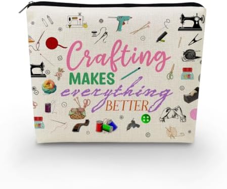 Crafting Print Canvas Cosmetic Bag