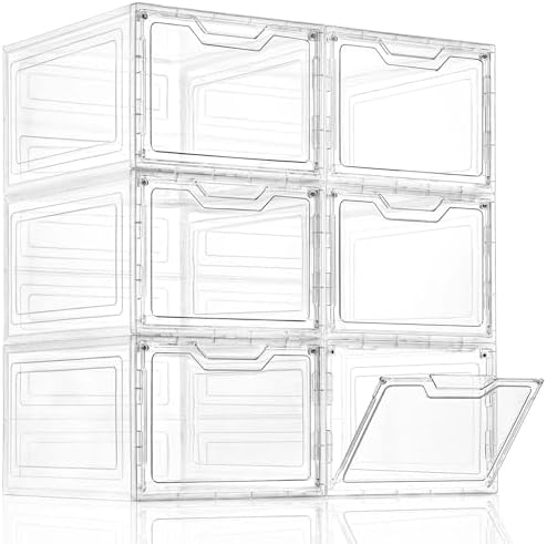 6 Pack Clear Storage Bins with Lids, 19 Qt Closet Organizers and Storage