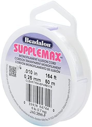 Beadalon SuppleMax Beading Thread - Clear, .25mm / .010in - 50m / 164ft