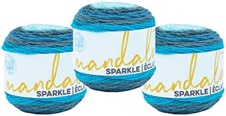 (3 Pack) Lion Brand Yarn Mandala Sparkle Yarn, Aquarius