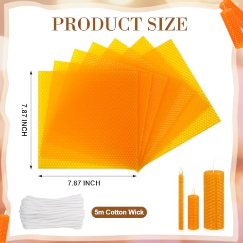 Yuntau 24 Pcs Beeswax Candle Making Kit, 8 x 8 Inches, Orange