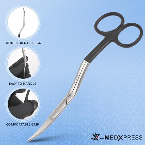 Bent Handle Double Curved Embroidery Scissors 6 Inch Stainless Steel Embroidery Scissors for Fabric Stitches and Crafting Machine Embroidery Sewing Applique scissors.