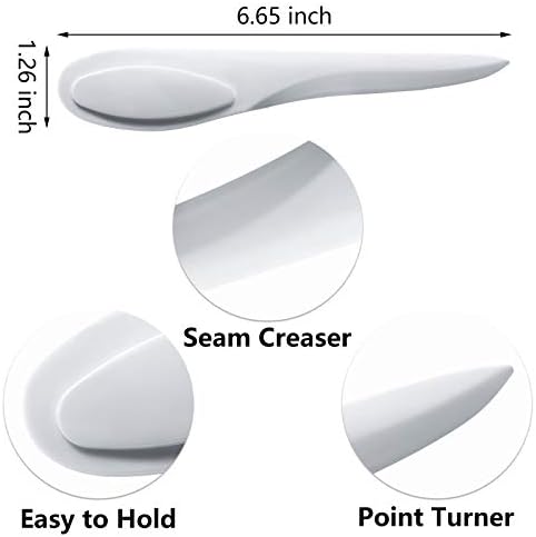 Outus 3 Pcs Point Turner Seam Creaser Tool for Sewing Quilting Pressing Seams and Marking Fabric Plastic Point Turner with Seam Creasing Edge for Dressmaking Tailoring Crafting(White)