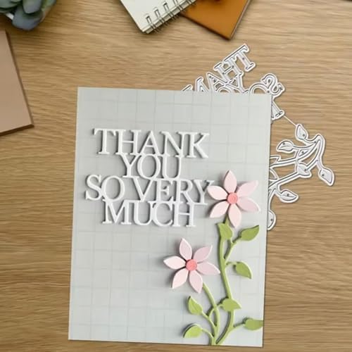 Scrapbooking Die-Cuts for Card Making, Christmas Metal Cutting Dies, Paper Craft Punch Template, Background Embossing Stencils, DIY Album Décor (Thank You Branches- 10.3x8.8cm)