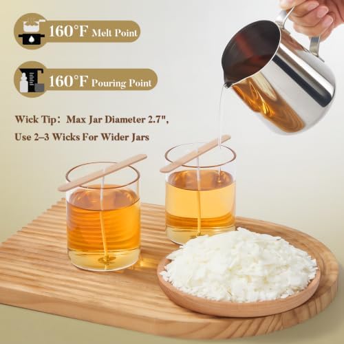 Crenovo Organic Soy Wax for Candle Making, Paraffin-Free, 1LB with 50 Wicks