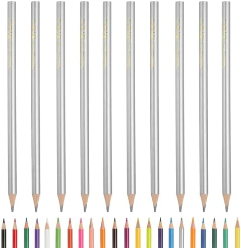 PATIKIL Colored Pencils, Silver Color Drawing Pencils with Oil-Based Cores Art Scrapbook Supplies for Adult Coloring Books Artists Beginners Drawing Sketching, 10 Pcs