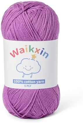 100% Cotton Yarn for Crocheting,Baby Yarn for Crocheting Soft,5 Ply Milk Cotton Yarn,#2 Sport Weight Cotton Yarn,3.52oz/262.4yds Amigurumi Yarn for Puzzle,Clothes&DIY Crafts.(Deep Purple)