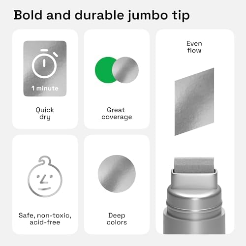 ARTISTRO Silver Acrylic Paint Markers - 15mm Jumbo-Tip - Set of 2