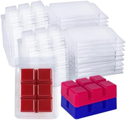 150 Packs Wax Melt Clamshells Molds, Clear Empty Plastic Cube Tray for Wickless Tarts Candles (Clear).