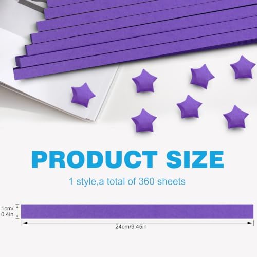 FoDau770 Solid Color Star Paper Strips - 360 Sheet, Dark Purple
