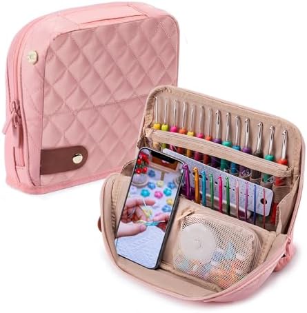 MYBAGZING Empty Crochet Hook Case - Stand Up Crochet Hook Organizer with 30 Slots for Crochet Hooks & needles, Crochet Accessories - Crochet Needles Set for Crochet Lovers, Crochet Kit for Beginners