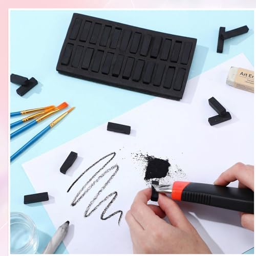 Watersay 24 Pcs Soft Pastel Drawing Chalk Set Square Sketch Chalk Non-toxic Artist Pastel Sticks for Professional Artists and Art Lovers(30 x 8 x 8 mm,Black Color)