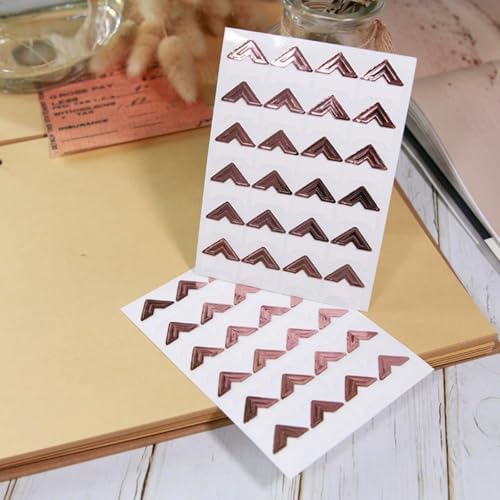 GOONAVI 15 Sheets 360 Pcs Acid-Free Photo Corners, Self-Adhesive Mounting for Wedding Scrapbook Supplies, DIY Photo Album, Journal, Guest Book, Memory Book (Rose)