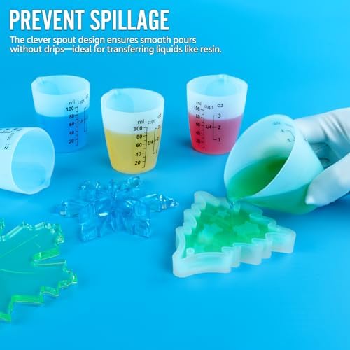 10Pcs Silicone Resin Mixing Measuring Cups 100ml / 3oz for Resin Supplies, Easy-to-Read Black Marks, Non-Stick Reusable Silicone Pouring Cups for Epoxy Mixing
