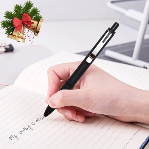 Aisibeiger Ballpoint Pens Black Ink Medium Point 1.0mm, Silver 12-count