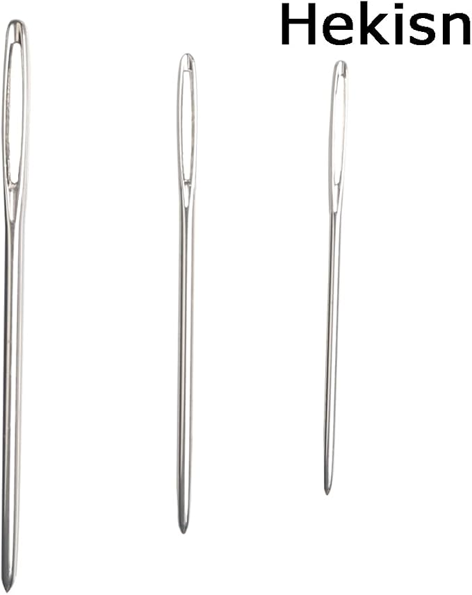 Hekisn Large-Eye Blunt Needles, Stainless Steel Yarn Knitting Needles, Sewing Needles, Crafting Knitting Weaving Stringing Needles, Perfect for Finishing Off Crochet Projects (18 Pieces)