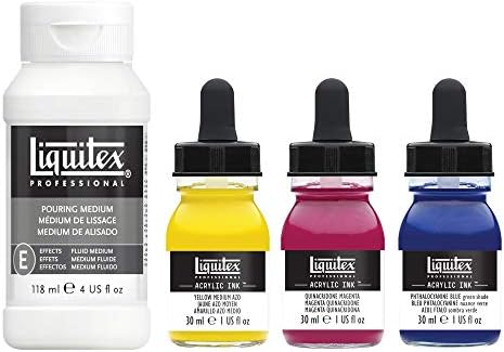 Liquitex Professional Acrylic Ink, 1-oz (30ml), Pouring Technique, Primary Colors, Set of 4