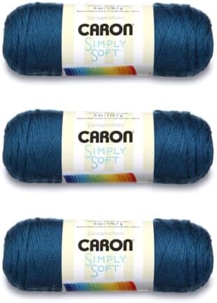 Caron H970039759 Simply Soft Solids Yarn (4) Medium Gauge 100% Acrylic - 6 oz - Blue - Machine Wash & Dry