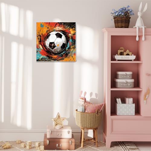 hkejoi Soccer Paint by Numbers Kit for Kids, Soccer Paint by Number for Kids Framed and Easel, Painting by Numbers, Easy DIY Crafts for Gift Home Wall Decor 8x8 in