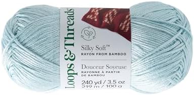 Loops & Threads Silky Soft Yarn - Yarn for Knitting, Crochet, Weaving, and Arts & Crafts - Blue, Bamboo, 3.5 oz