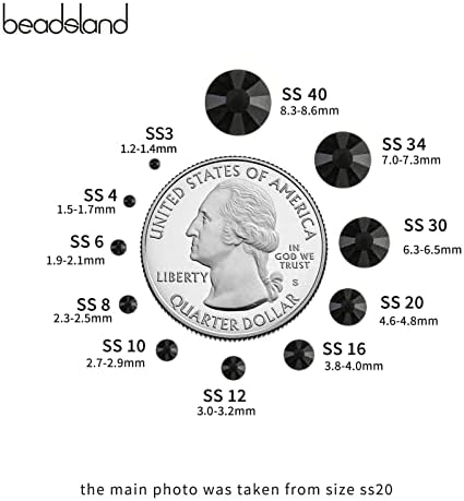 Beadsland Hotfix Rhinestones Bulk, Jet Black, SS8, 14400pcs