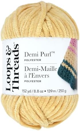 Loops & Threads Demi Purl Yarn – Super Bulky 100% Polyester, Soft Plush Chenille Yarn for Knitting & Crochet, Ideal for Blankets, Hats, Scarves & Crafts, Mojave Desert