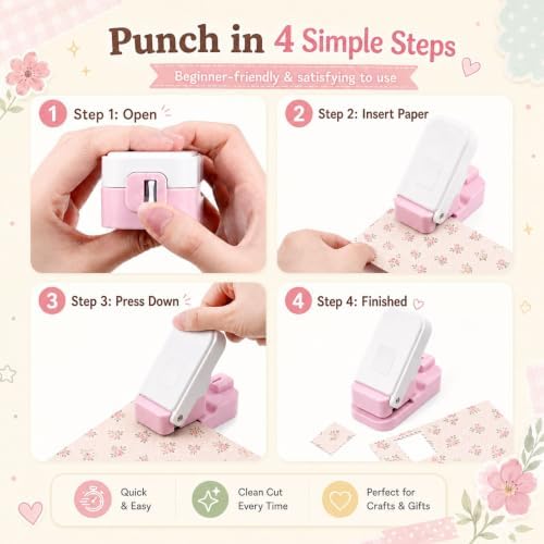 CYFUN DESIGN Stamp Punch, 1x0.8inch Rectangle Stamp Cutter Hole Puncher, Perforated Craft Punches for Junk Journal & Scrapbooking, Stackable Design with Alignment Cutout for Precise Positioning