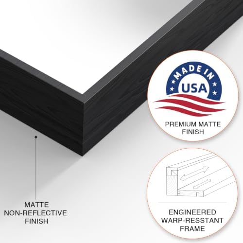 Canvas Floater Frame for 1”–1.25”Deep Gallery Wrapped Canvas, Wood-Look Floating Frame Wall Artwork for Oil Paintings, Gallery Bedroom, Living Room, Studio, Made in USA (Black,8x8)