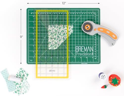 WA Portman 9x12 Self Healing Cutting Mat, Fabric Rotary Cutter, Clear Ruler