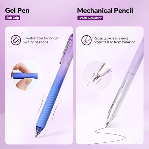 WRITECH Gel Pens Journaling Highlighters: Purple Pastel All-in-One Set 8ct