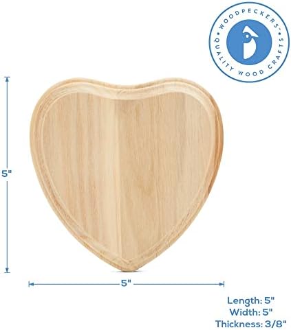 Small Wooden Hearts 5 inch, Pack of 1 Wood Heart, Valentine's Craft, Mother's Day Craft, Small Wooden Craft Hearts, by Woodpeckers