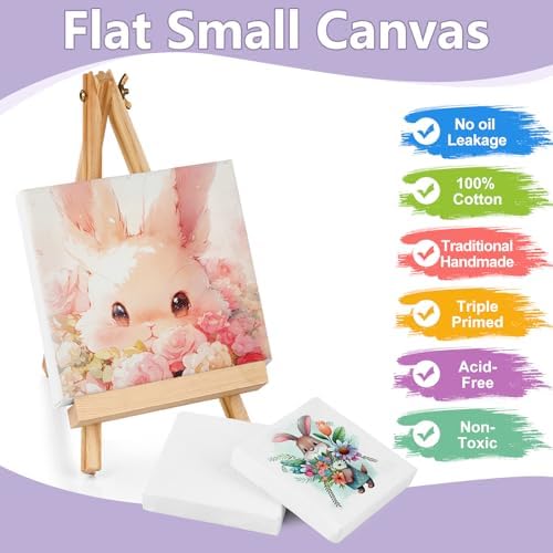ESRICH Small Canvases for Painting 3x3IN, Mini Canvas in Bulk 12Pack, 2/5In Profile Small Square Canvas, Blank Canvases are Great for School Projects and Kids Birthday Parties, Home Decor Project.