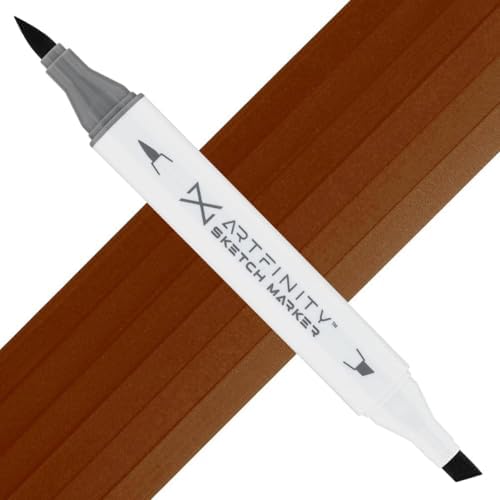 Artfinity Sketch Markers - Mocha Dark E1-7, Vibrant, Professional, Dye-Based Alcohol Markers for Artists, Drawing, Travel, & More
