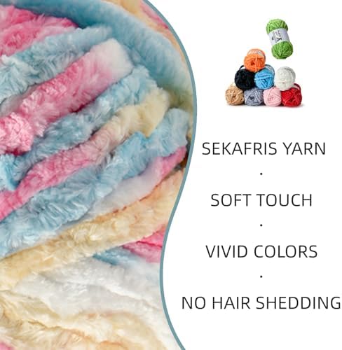 Chenille Crochet Candy Color Yarn 1 Pack