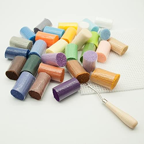 EUBUY 30 Colors Latch Hook Yarn, Precut Assorted Colorful Yarn Bundles