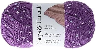 Loops & Threads Flecks Yarn - Yarn for Knitting, Crochet, Weaving, and Arts & Crafts - Purple, Acrylic Blend, 6.53 oz