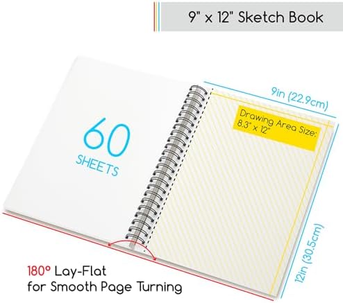 MEEDEN 9"x12" Sketchbook Paper Pad: 122lb/180gsm, 60 Sheets Heavy Weight
