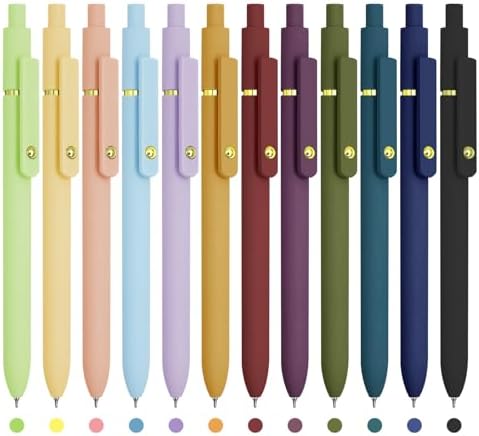 UIXJODO Colored Pens, 12 Pcs Colorful Pens Fine Point Smooth Writing Pen, 0.5mm Colored Ink Gel Pen for Journaling Note Taking, School Supplies Gifts for Women (12 Pcs Gold Vibrant and Vintage)